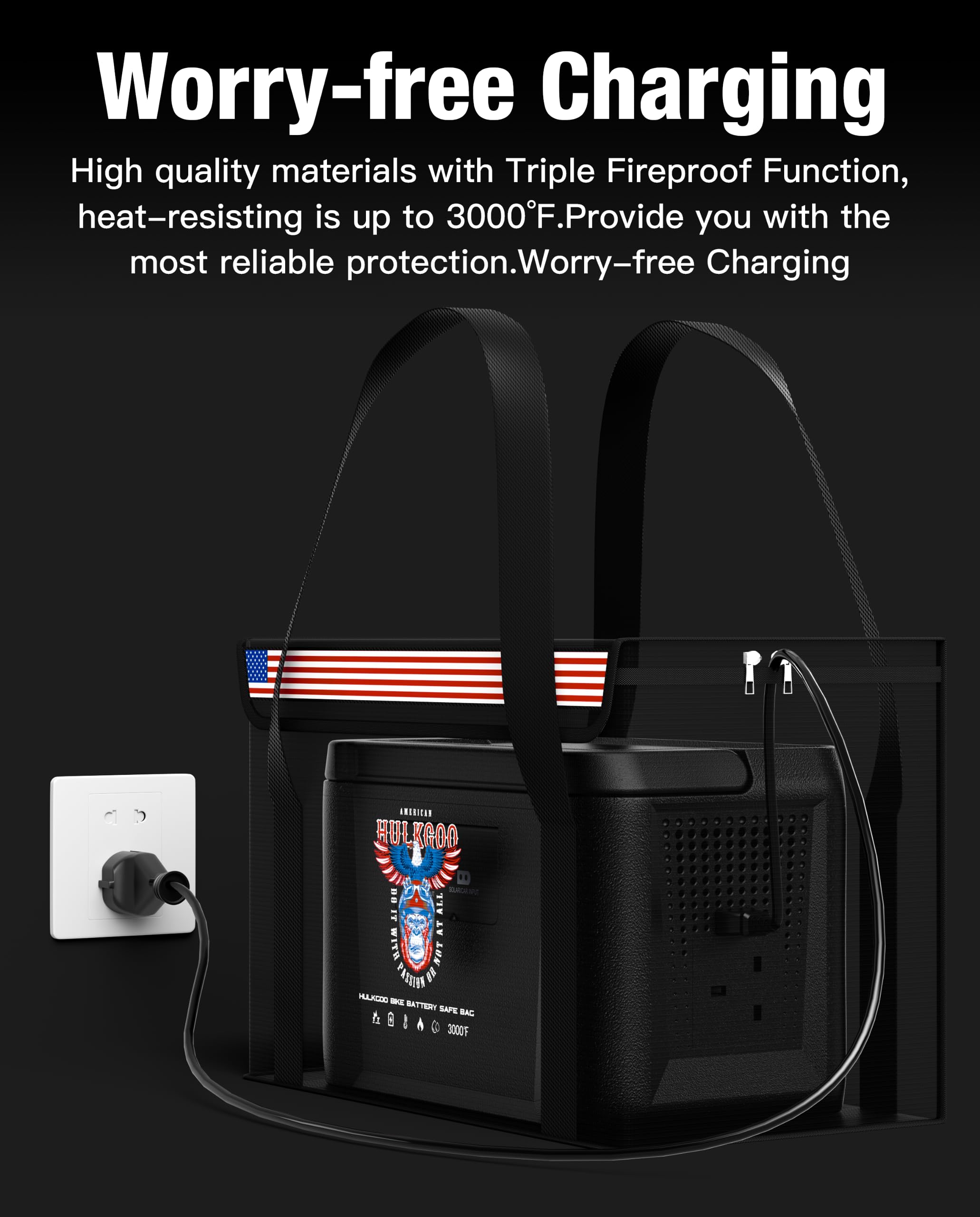 HulkGoo size 14x9.5x7.8 inch battery storage bag for LiFePO4 packs.