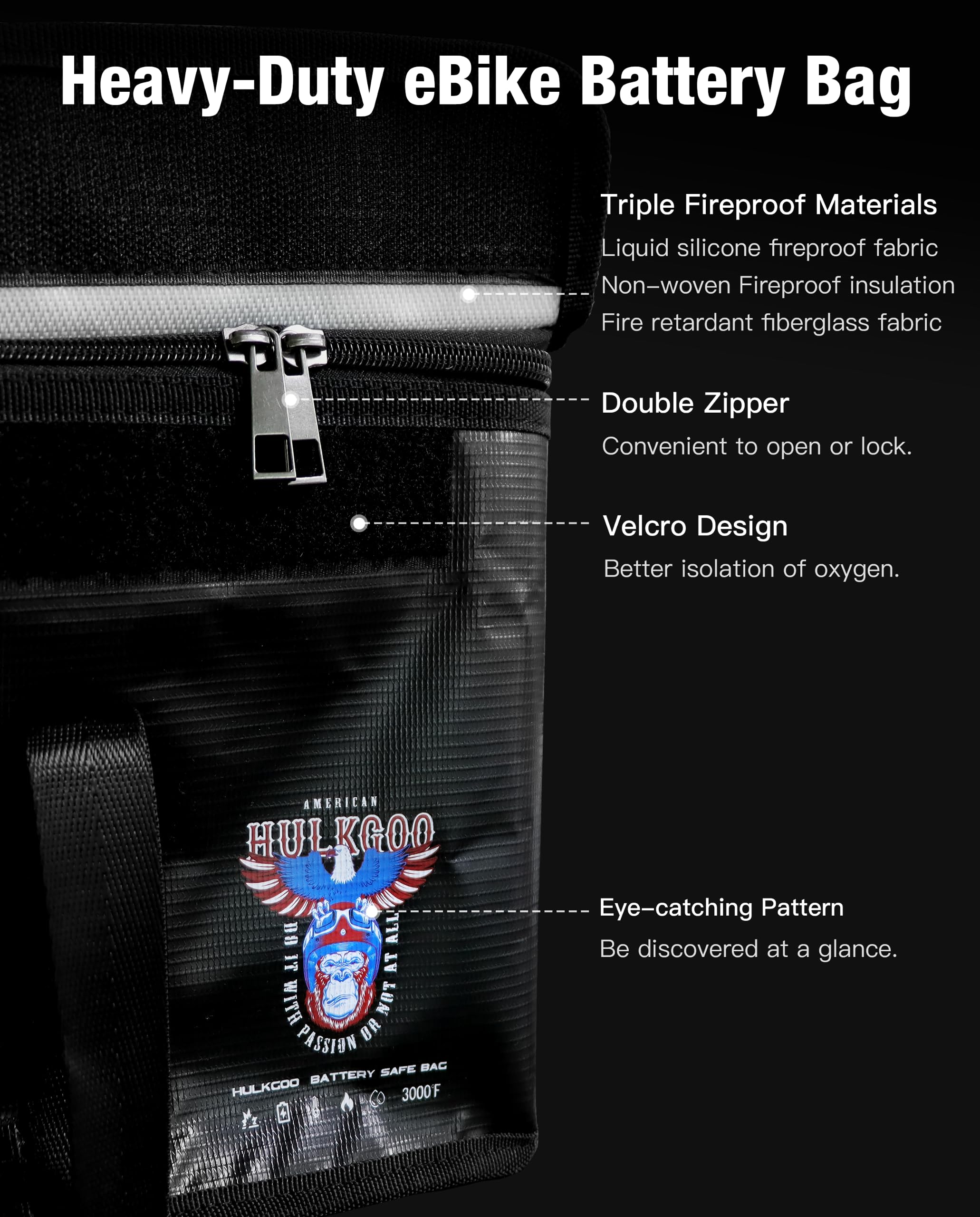 HulkGoo worry-free charging bag safeguards against overheating during charging.
