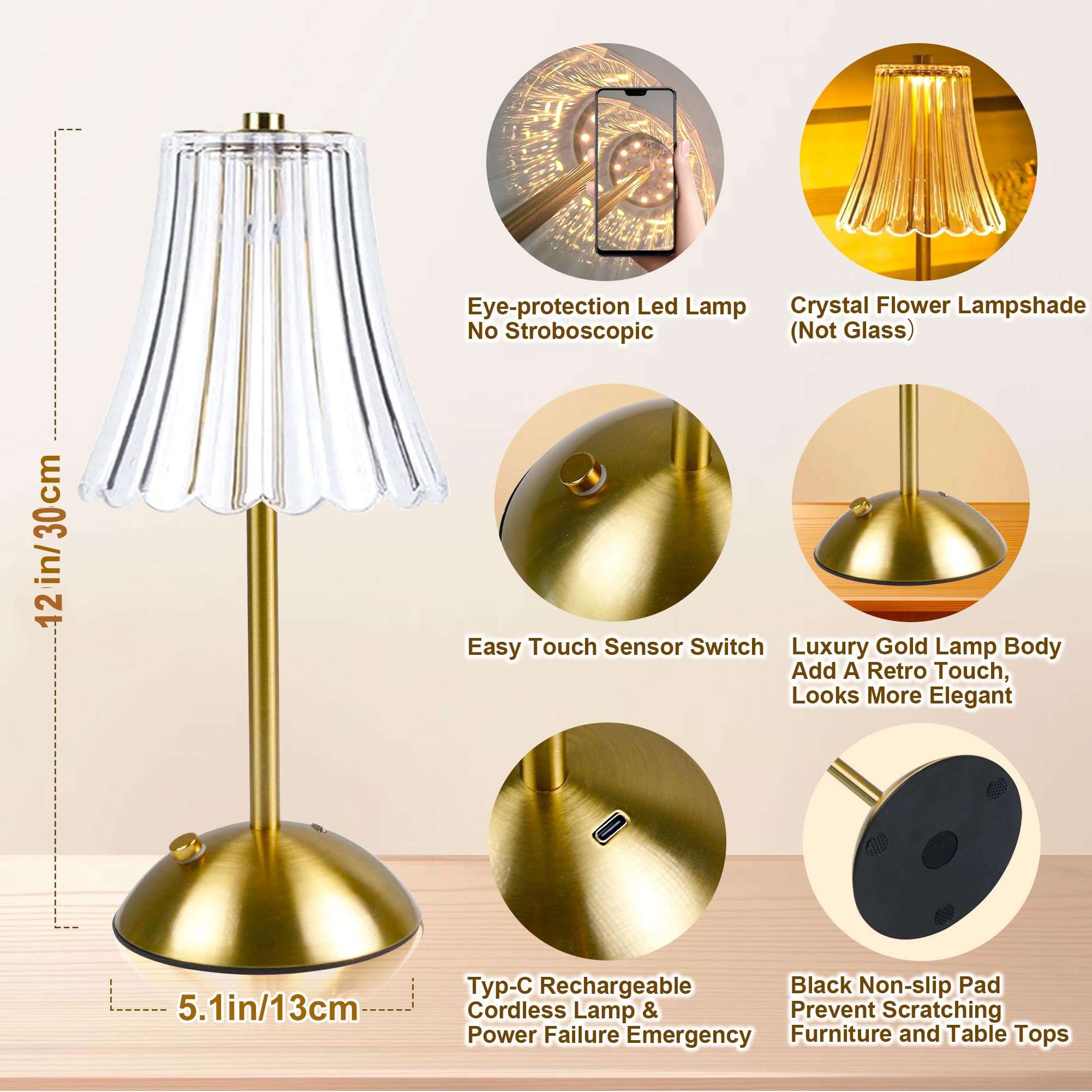 HULKNPE portable bedside lamp ideal for small spaces.