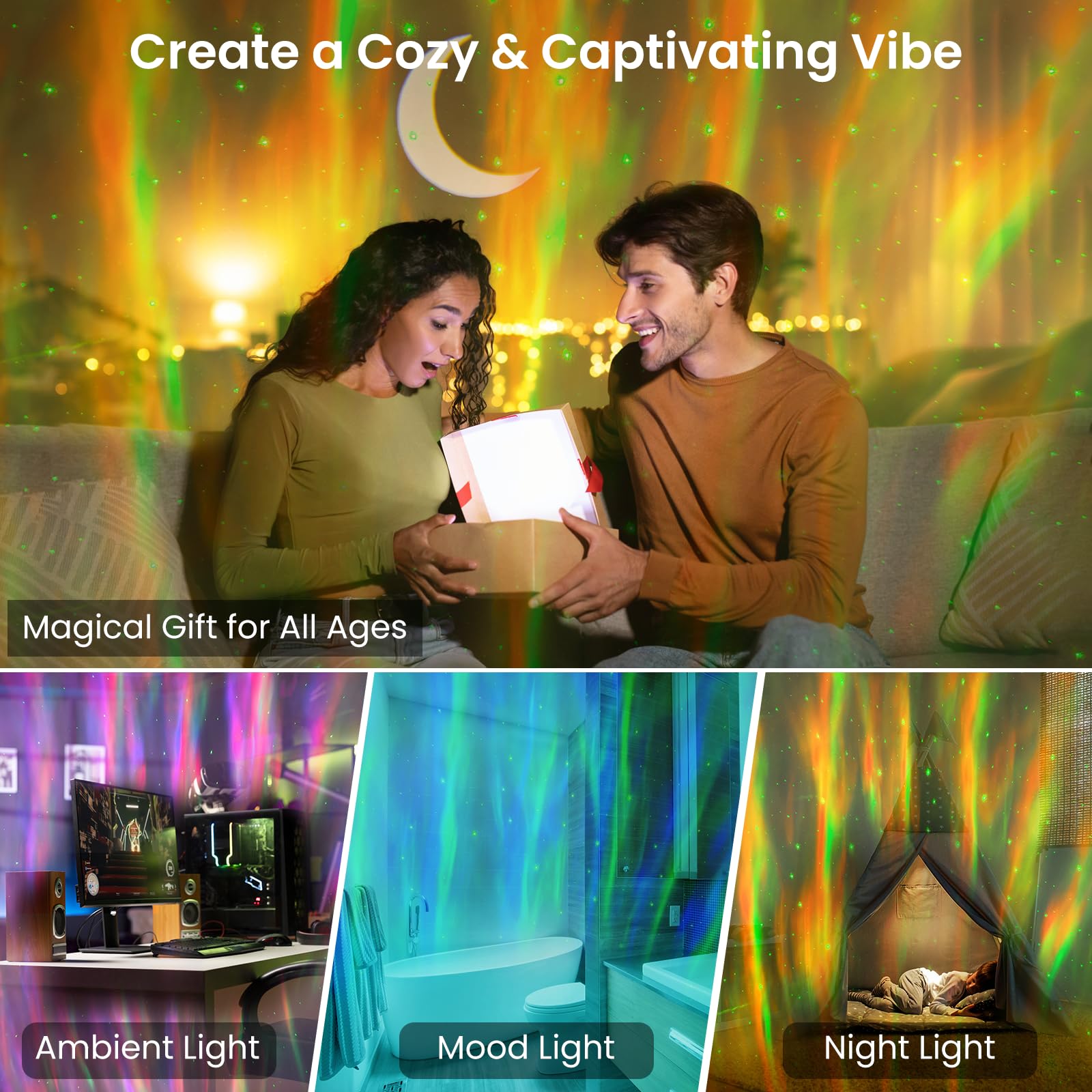 HUMIIEYE Star Projector cordless night light with 1800mAh battery