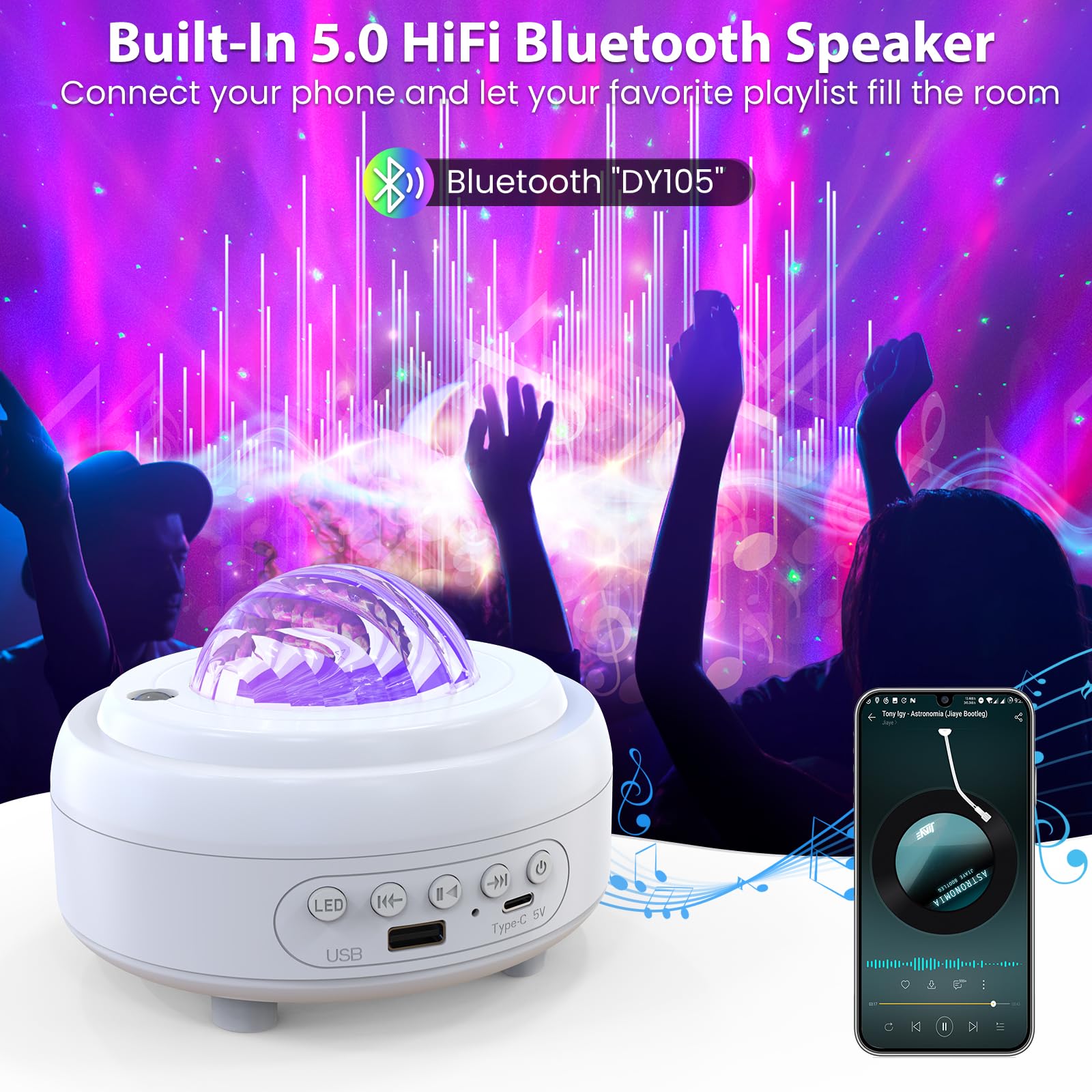 HUMIIEYE Star Projector portable design for versatile mood lighting