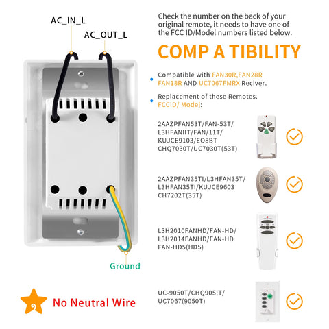 Humpptom Hampton Bay fan receiver dip-switches inside showing compatible programming.