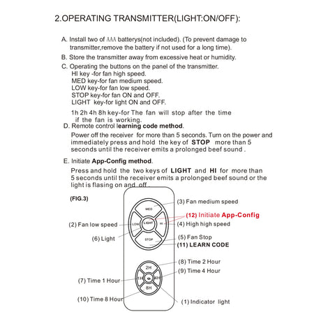 Humpptom replacement fit for Hunter, Westinghouse, Hampton Bay remotes