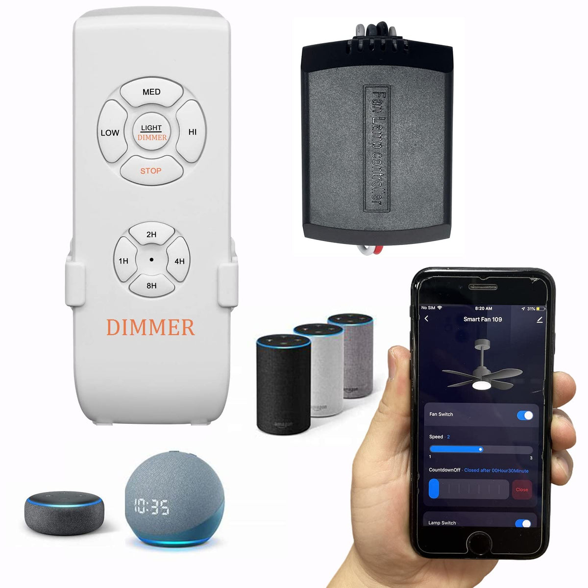 Humpptom universal smart wifi ceiling fan remote kit enables hubless control for fans