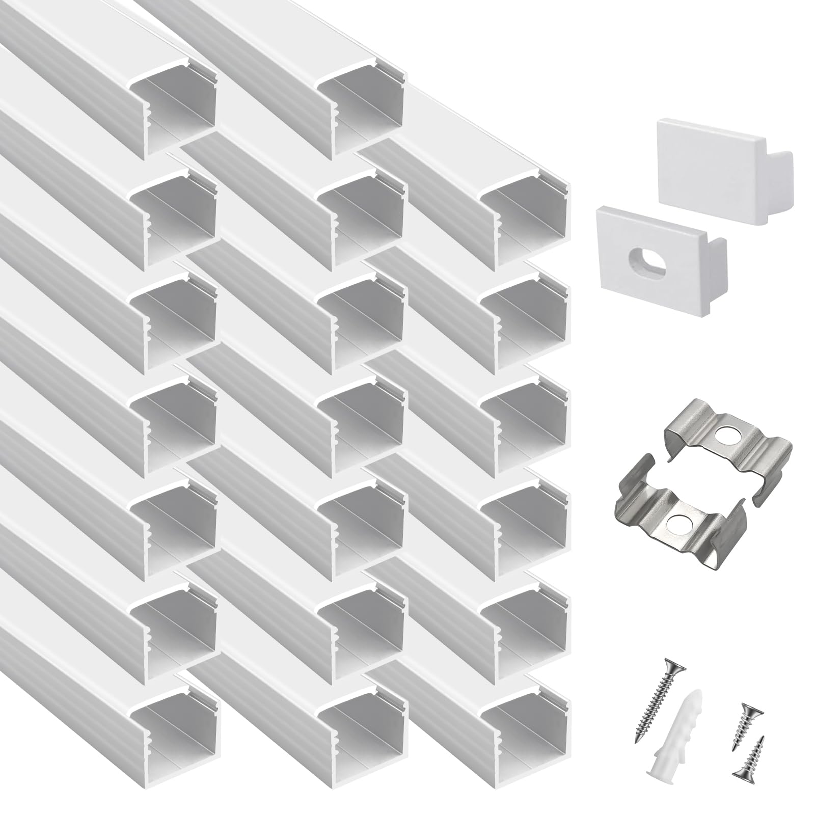 Hunhun 20-pack 2m plus-size U-channel for seamless under-cabinet lighting