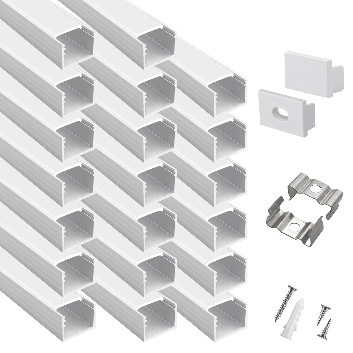 Hunhun 20-pack 2m plus-size U-channel for seamless under-cabinet lighting