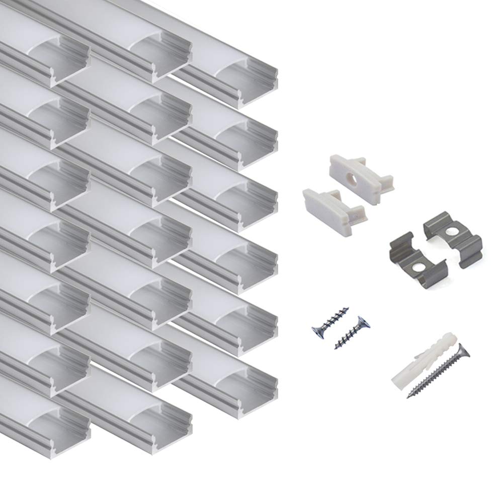 Hunhun 20-pack U-shape LED channel with milky cover for seamless under-cabinet lighting