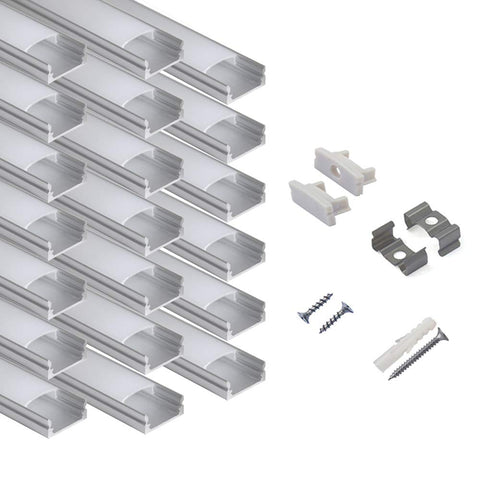 Hunhun 20-pack U-shape LED channel with milky cover for seamless under-cabinet lighting