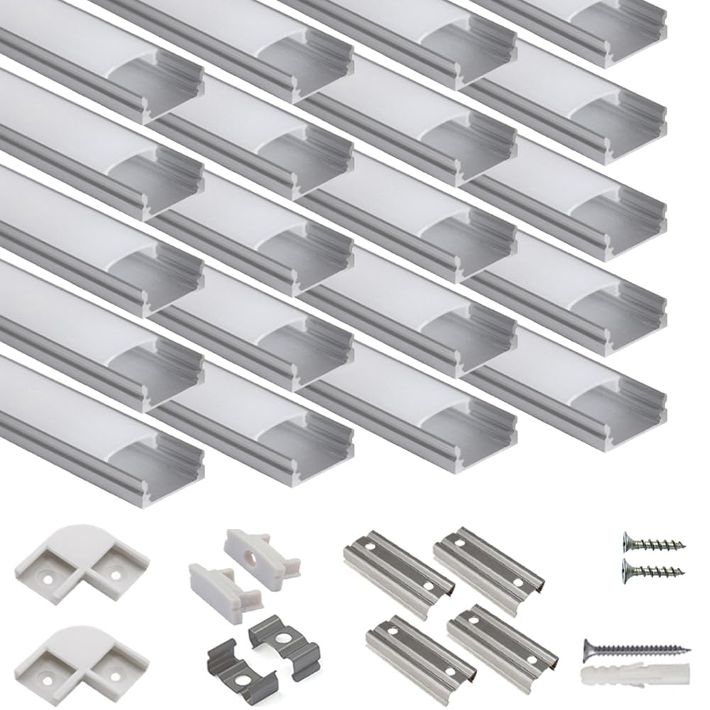 Hunhun U-shaped LED channel with milky diffuser for soft, even lighting