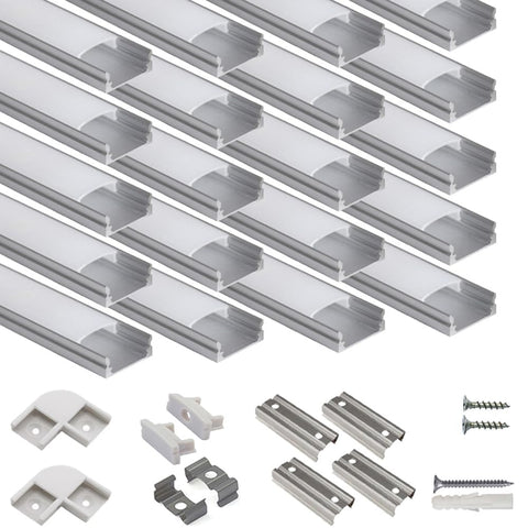 Hunhun U-shaped LED channel with milky diffuser for soft, even lighting