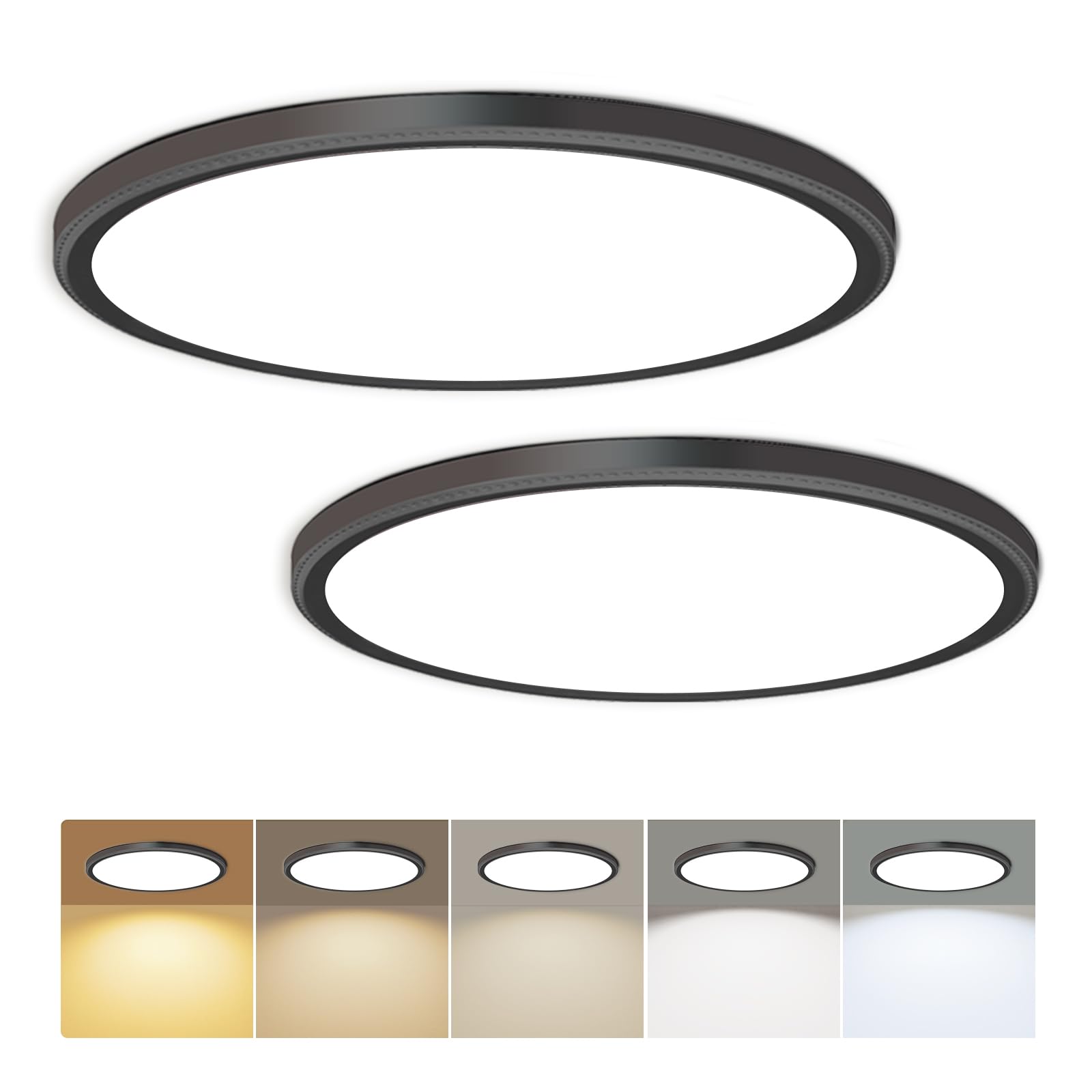Hunhun 2-pack LED flush mount ceiling light in black for versatile rooms