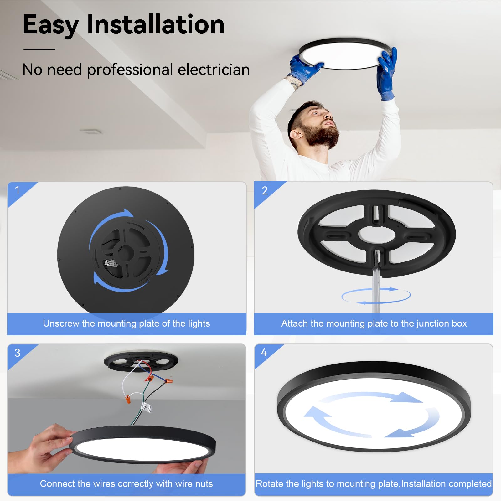 Hunhun easy two-step installation for fast and secure mounting.