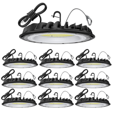 hunhun 155W UFO high bay light front view with daylight 5000K for workshops
