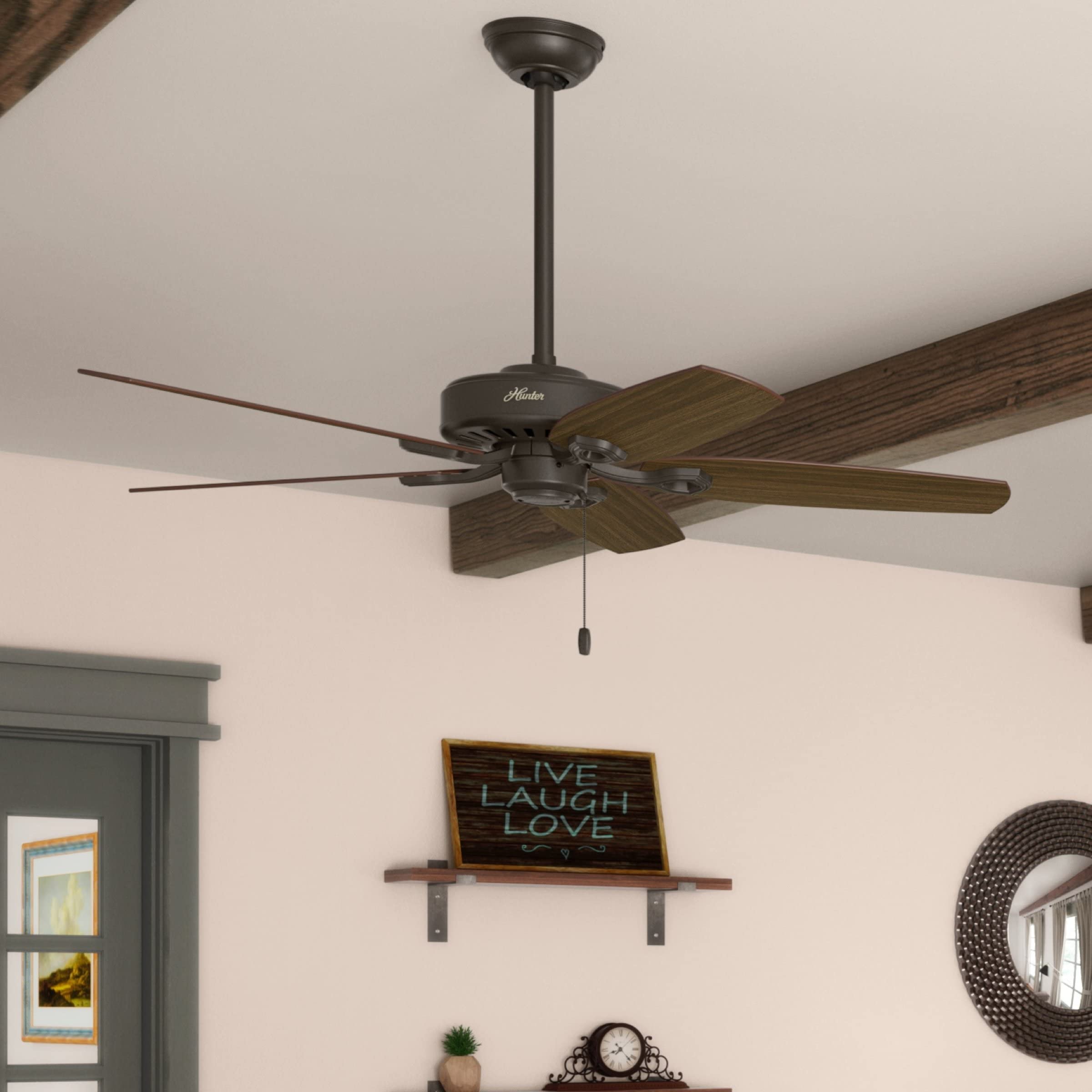Hunter Builder Elite 52-inch bronze fan downrod 2-inch detail for mounting.