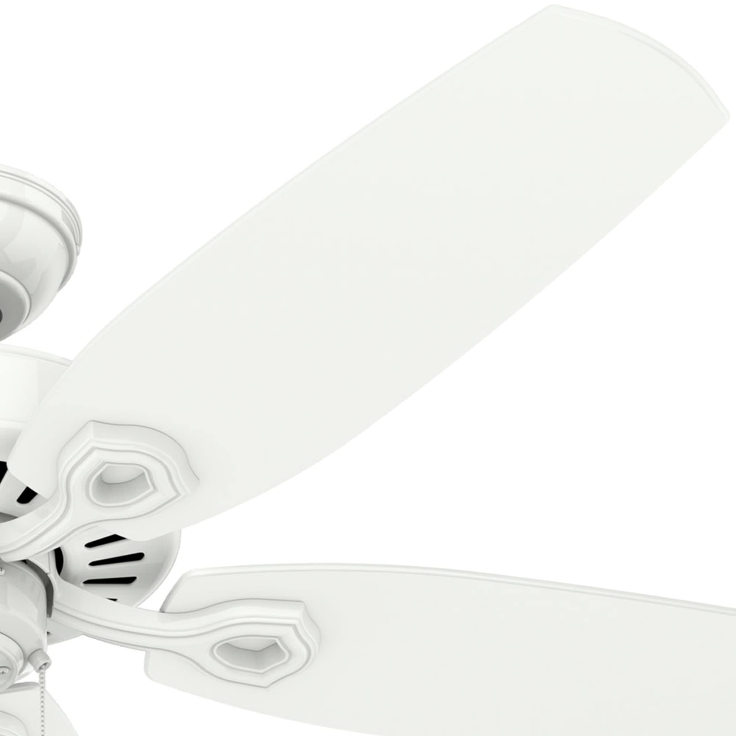 Hunter Builder Elite angled-ceiling view demonstrating versatile indoor installation.