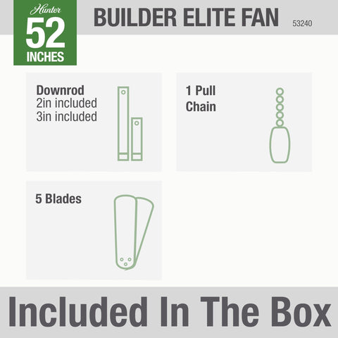 Hunter Builder Elite 2in downrod enabling proper blade height for airflow.