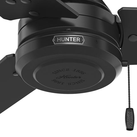 Adjustable mount on Hunter Cassius supports standard or angled installations.