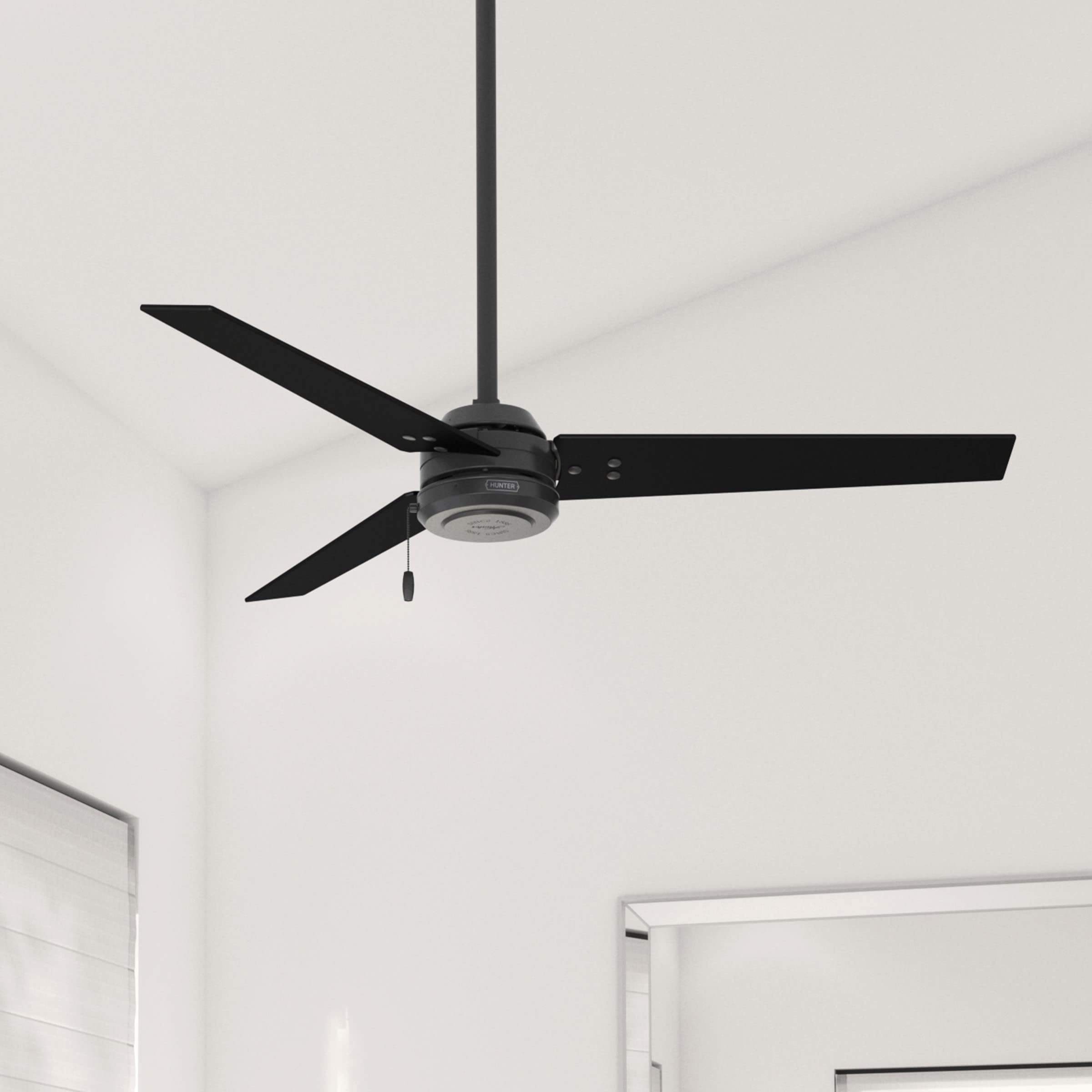 Three-blade rustic-modern silhouette of Hunter Cassius for versatile spaces.