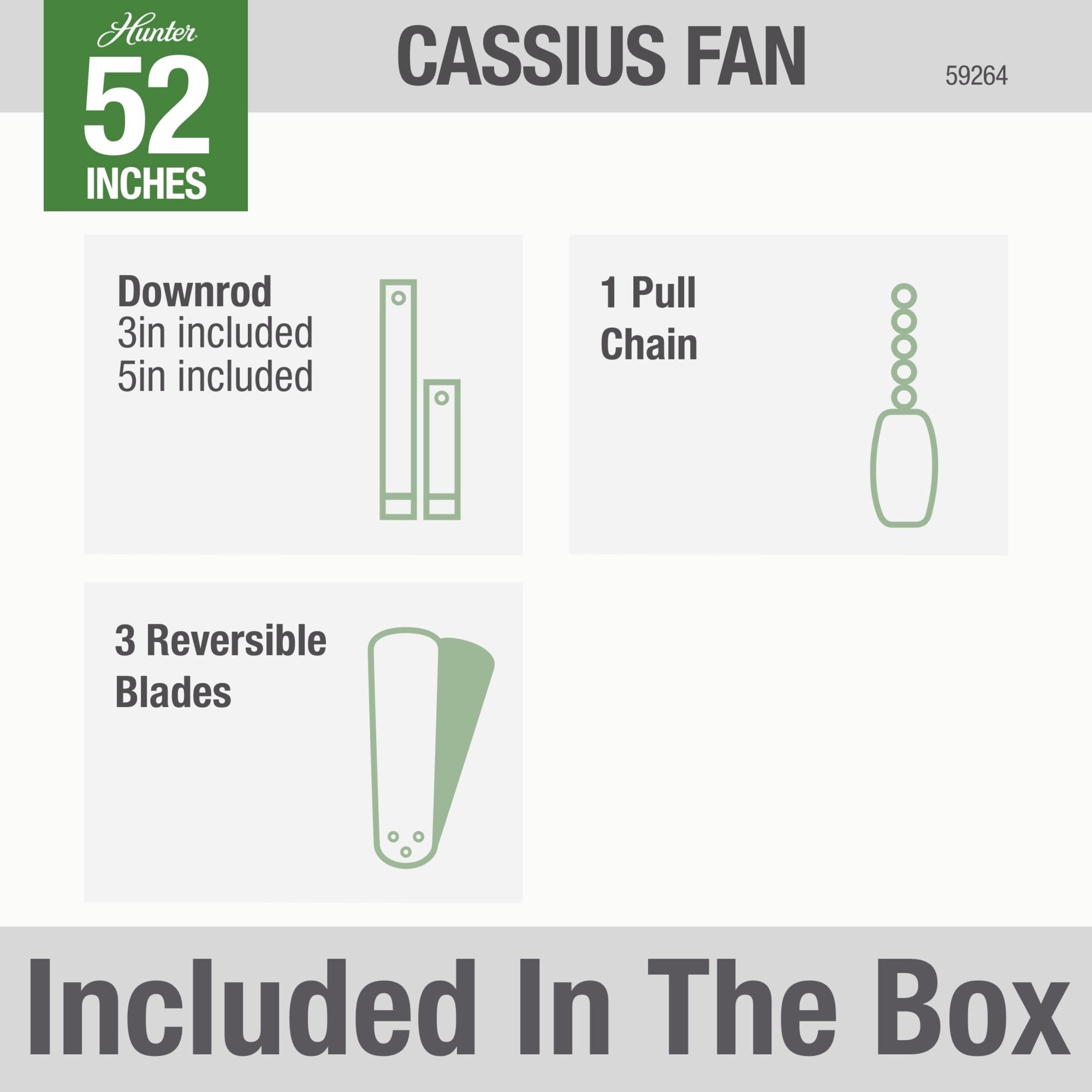 WhisperWind motor on Hunter Cassius provides quiet, powerful airflow.