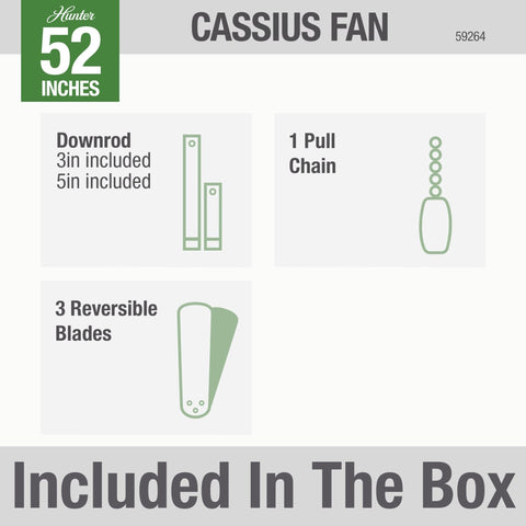 WhisperWind motor on Hunter Cassius provides quiet, powerful airflow.