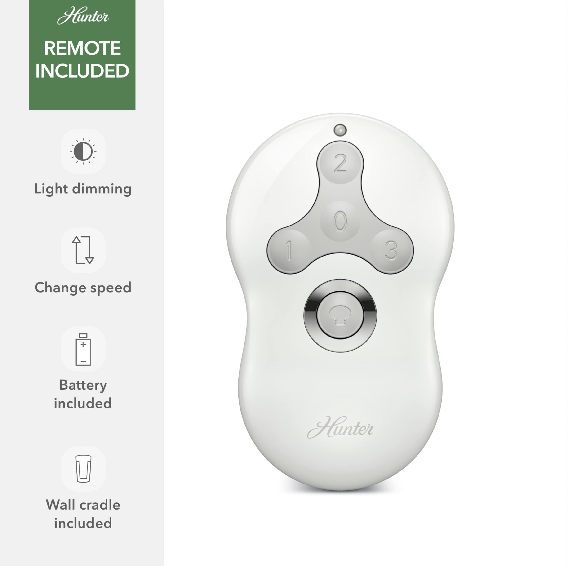 Hunter Dempsey low profile mount saving ceiling height in a compact room