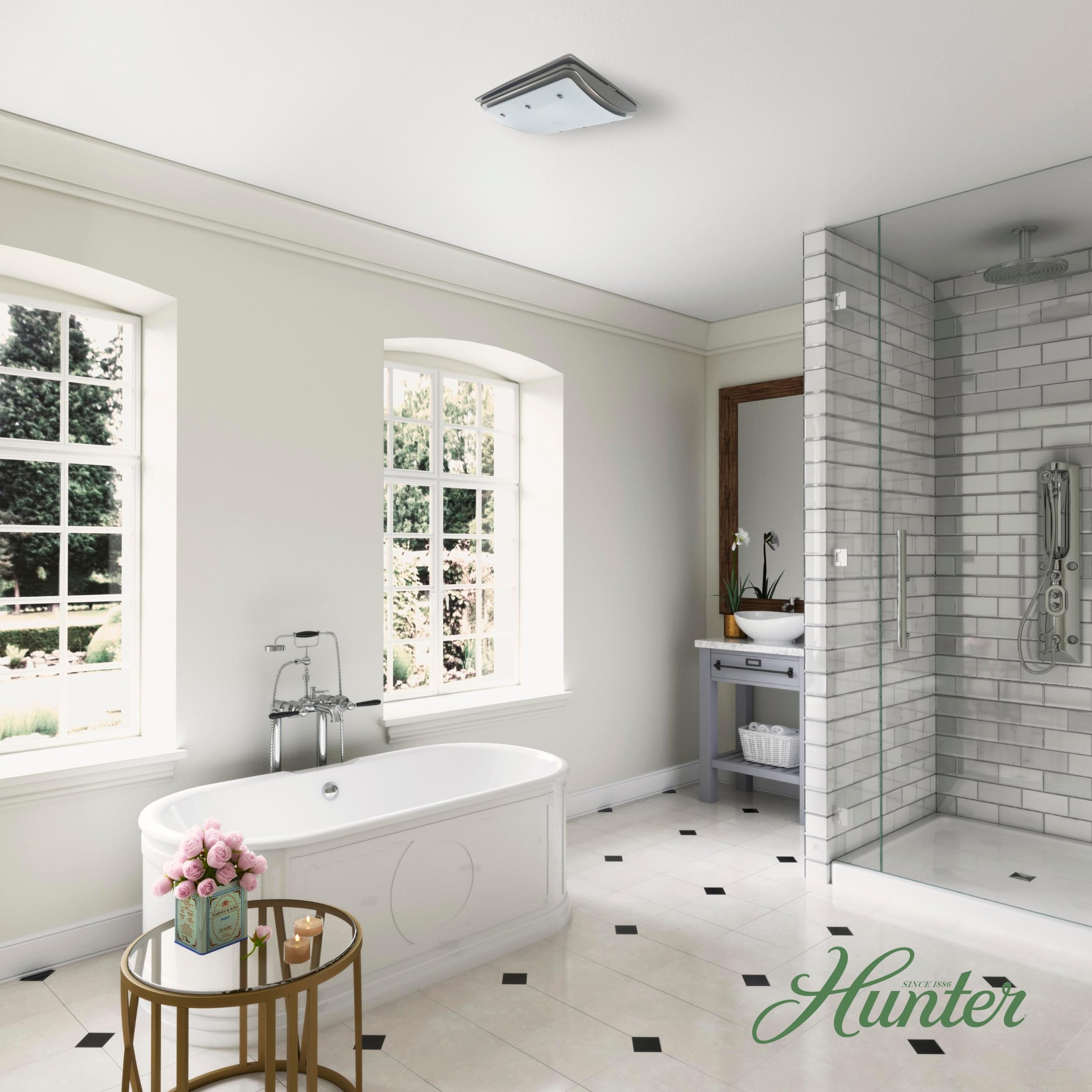 HVI certified, ETL listed, suitable over shower enclosure with GFCI circuit.