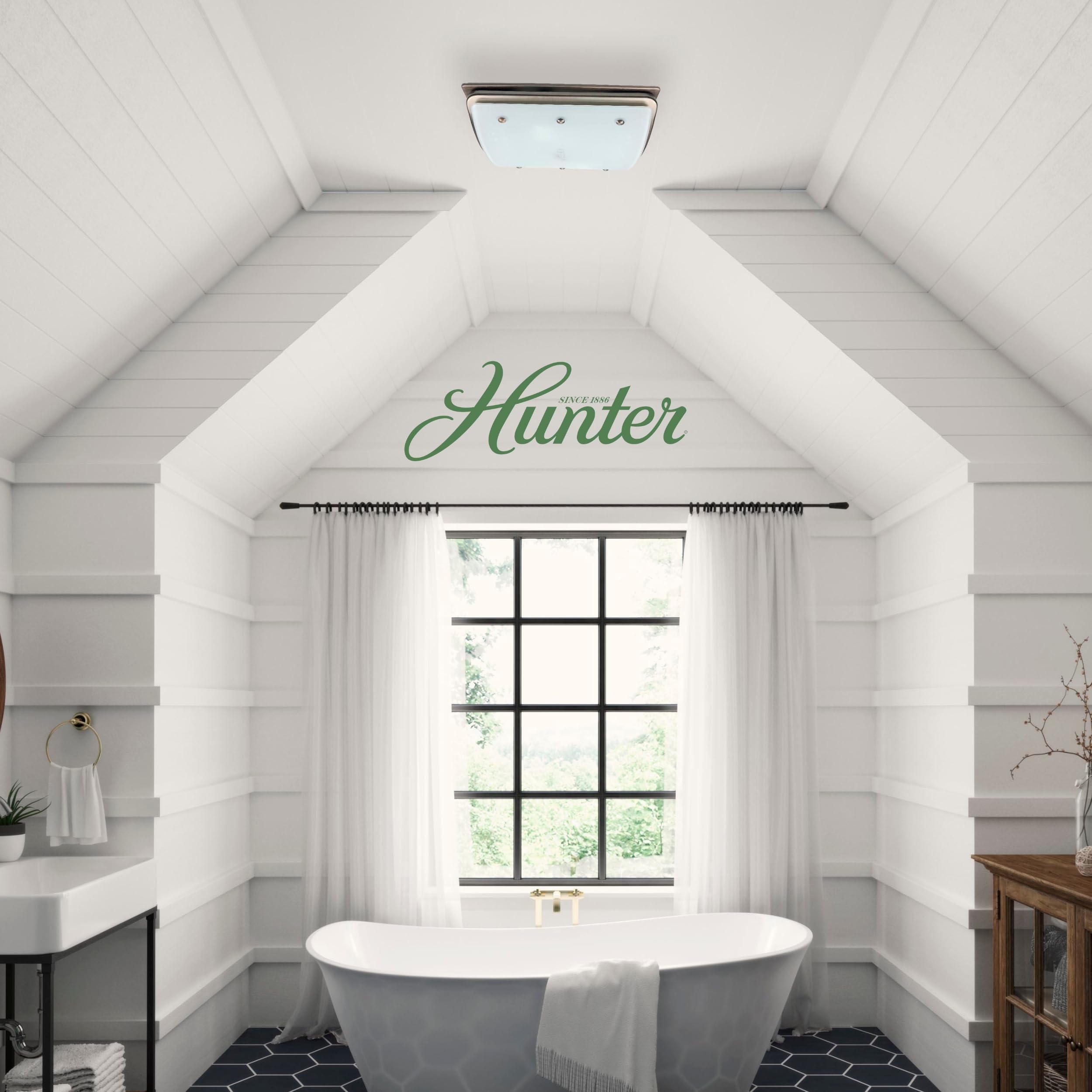 Ultra-quiet operation at 1.5 sones for peaceful bathrooms.