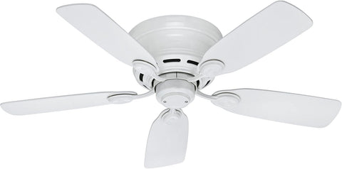Hunter Low Profile IV 51059 flush-mount fan in white, ideal for low ceilings.