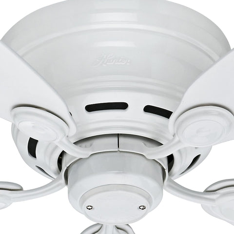 Hunter Low Profile IV 51059 living room setup for comfortable cooling.