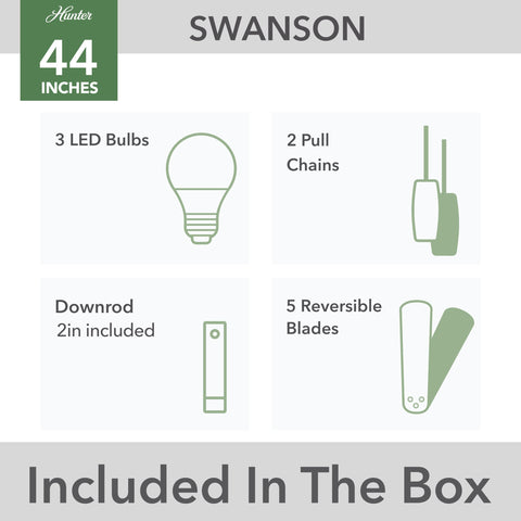 Five blades on Hunter Swanson deliver steady, efficient cooling