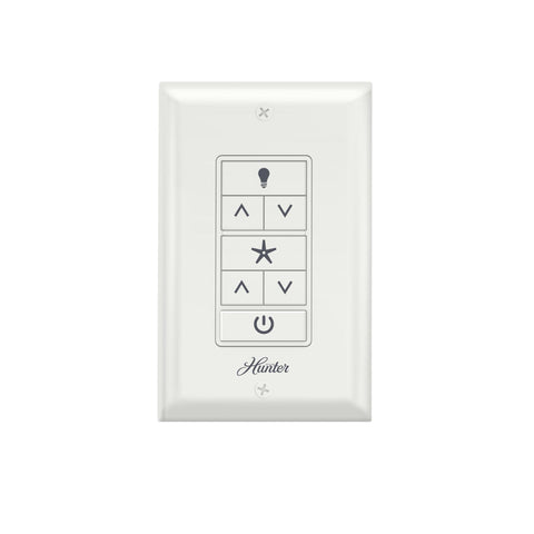 Hunter 99815 wall control front view enables quick fan speed and light dimming