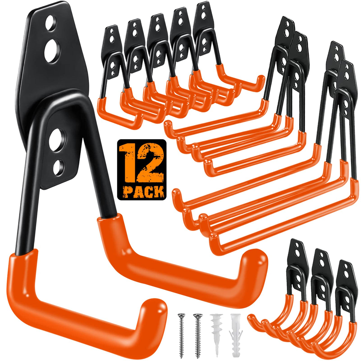HUPBIPY 12-pack garage hooks with anti-slip coating securely hanging tools