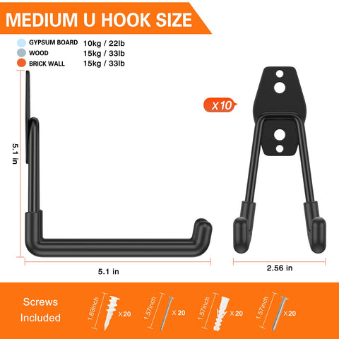 HUPBIPY 5-1 inch U-shaped hanger supports ladders and bulky gear