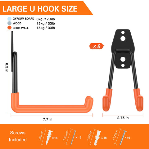 HUPBIPY 7.7-inch U-shaped long hanger keeps bikes and gear off the floor