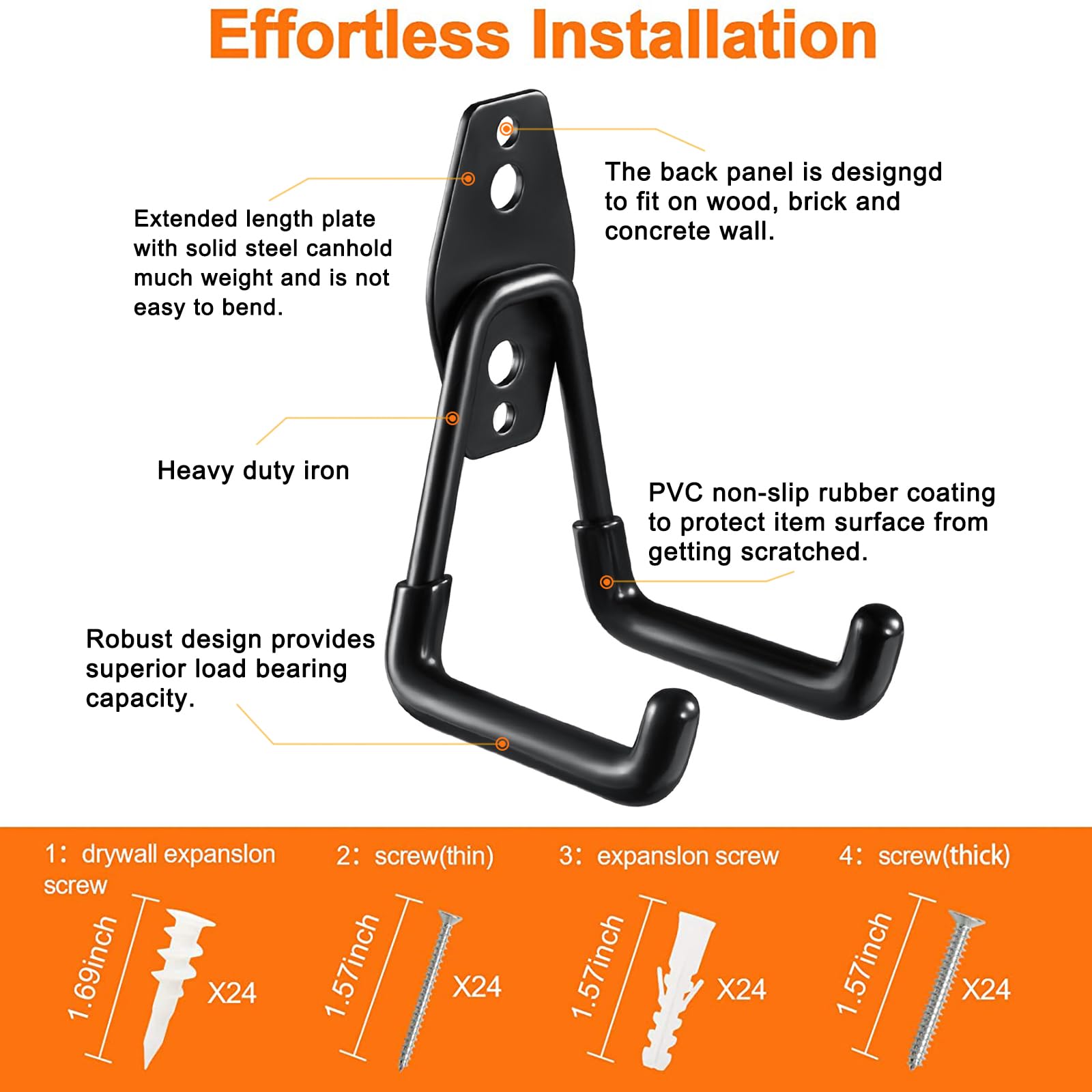 HUPBIPY double tubular hooks provide stability for bulky gear.
