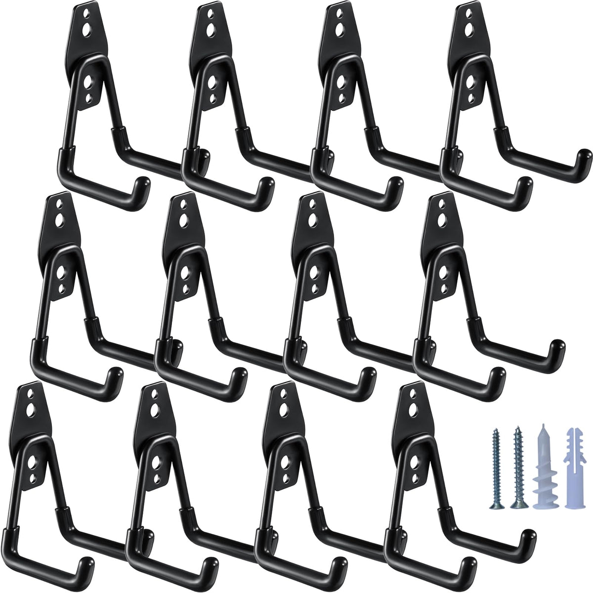 HUPBIPY 12-pack garage hooks with 2.8-inch U-shape for organized storage.