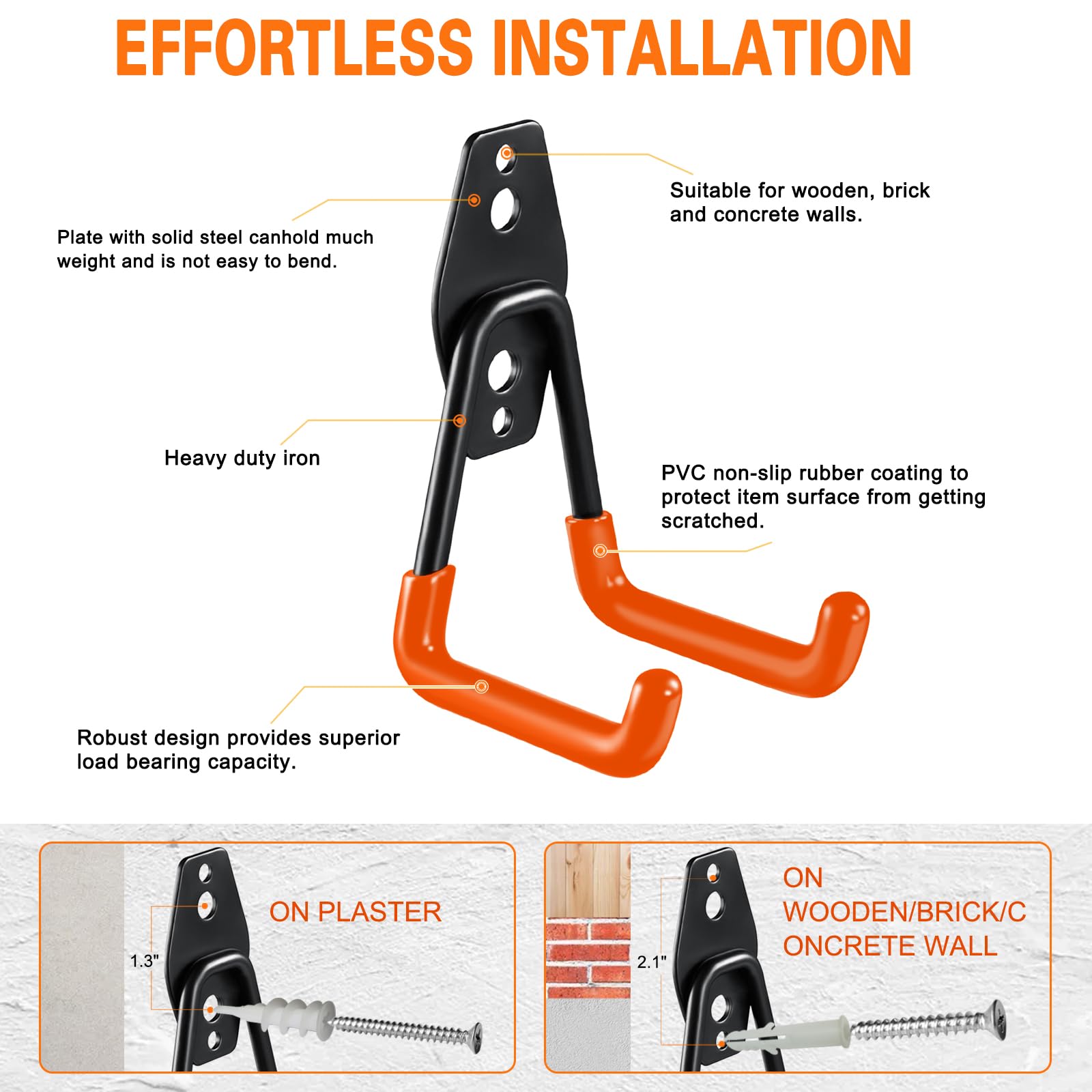 HUPBIPY wall-mounted hooks installed on wooden wall demonstrate space saving.