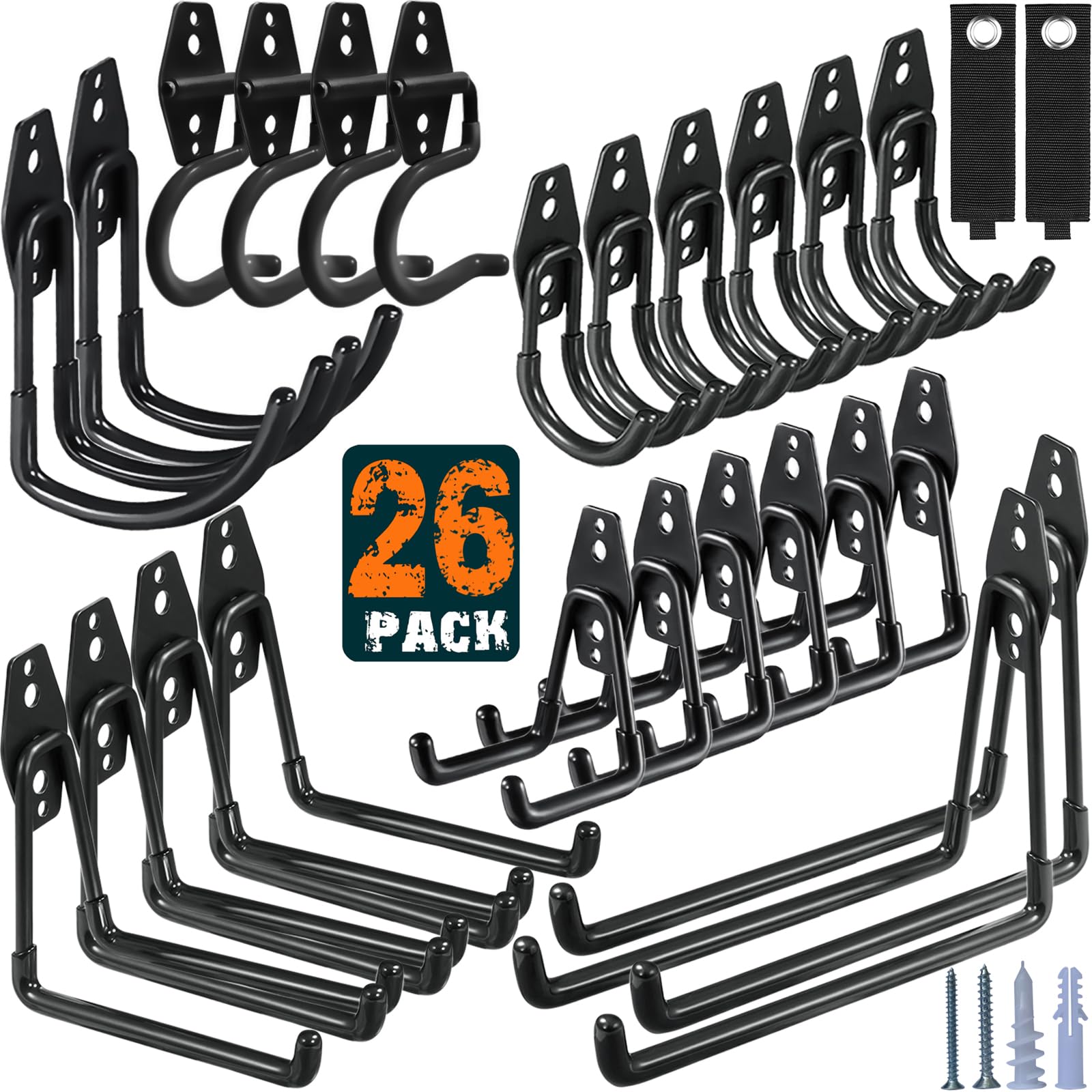 HUPBIPY garage hooks with heavy-duty steel and anti-slip coating for secure holds