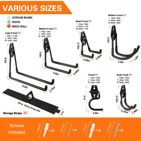 HUPBIPY hooks feature a stable tubular double-hook design for bulky items