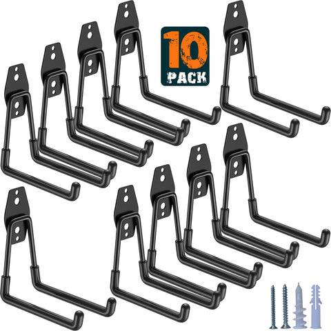 HUPBIPY heavy-duty garage hooks ten-pack for secure wall mounting