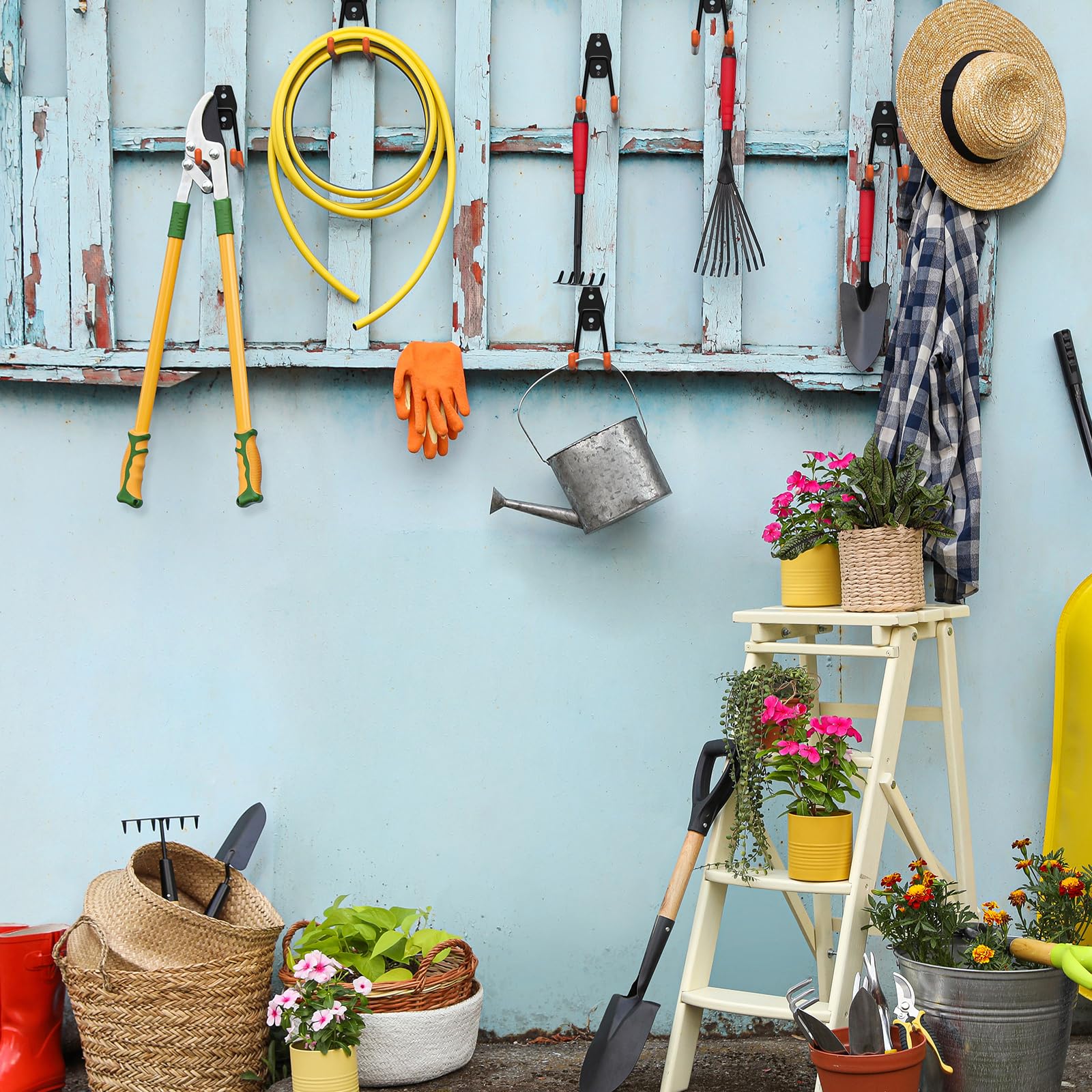 HUPBIPY versatile storage for garden tools, hoses, and bulk items.