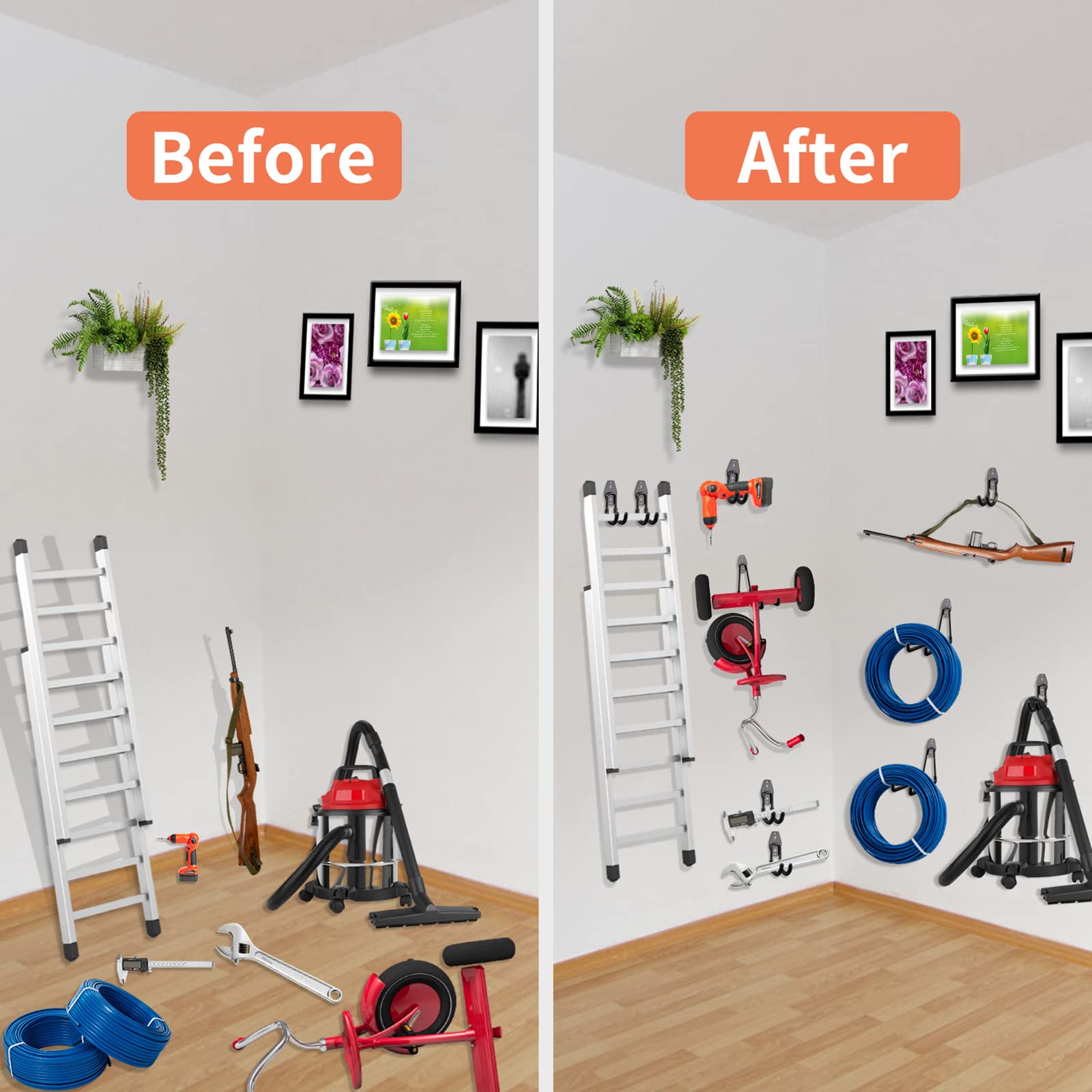 HUPBIPY versatile storage for ladders, bikes, hoses, and tools