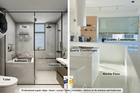 Hupeyna acrylic tub repair paste color options shown in a palette.