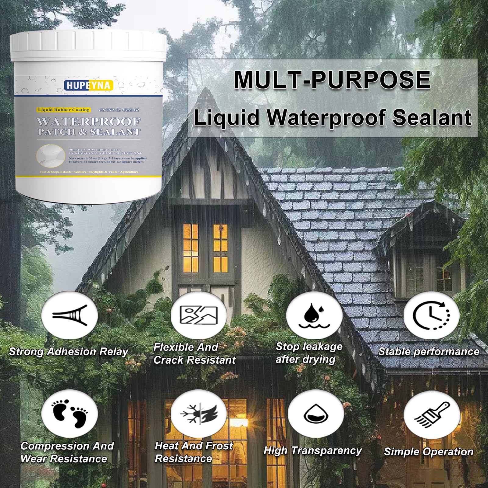 Hupeyna liquid waterproof sealant application brush-roller pour demonstrates easy, even coverage.