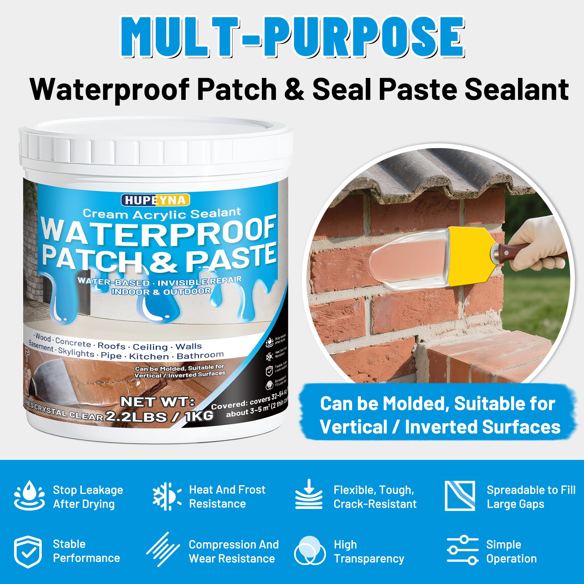 Hupeyna weather-resistant paste performs well in dry, humid, and cool conditions.