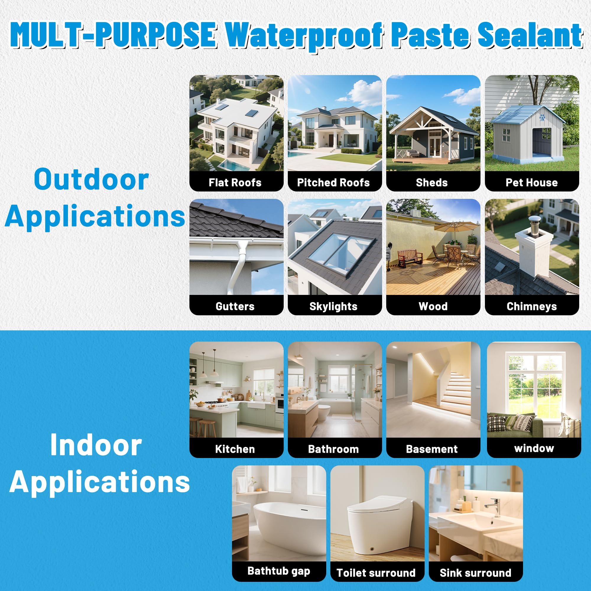 Hupeyna invisible sealant dries clear on wood, tile, and stone surfaces.