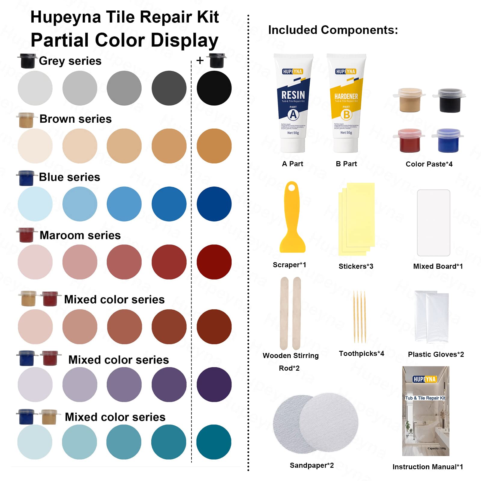 Hupeyna porcelain repair paste blending to hide chips and scratches.