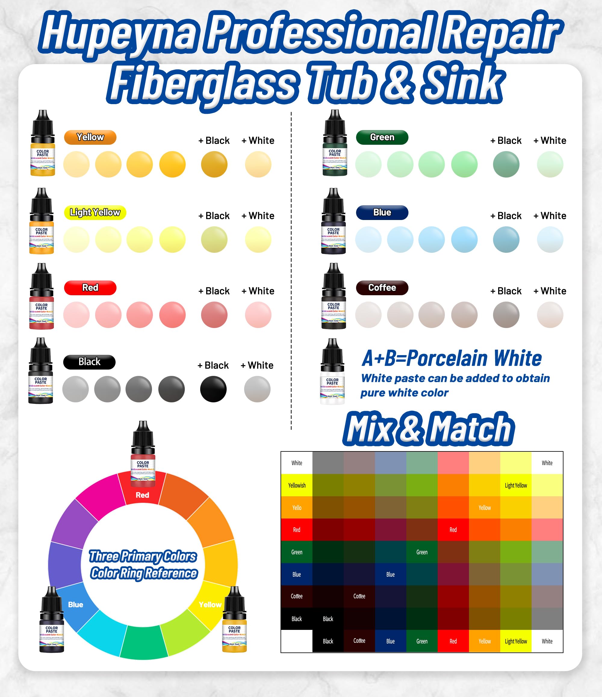 Hupeyna porcelain sink chip repair restores a smooth, water-safe surface.