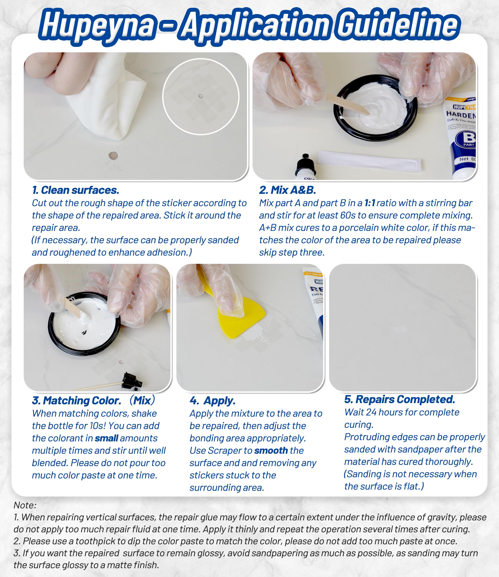 Hupeyna shower tray repair covers cracks for daily use.