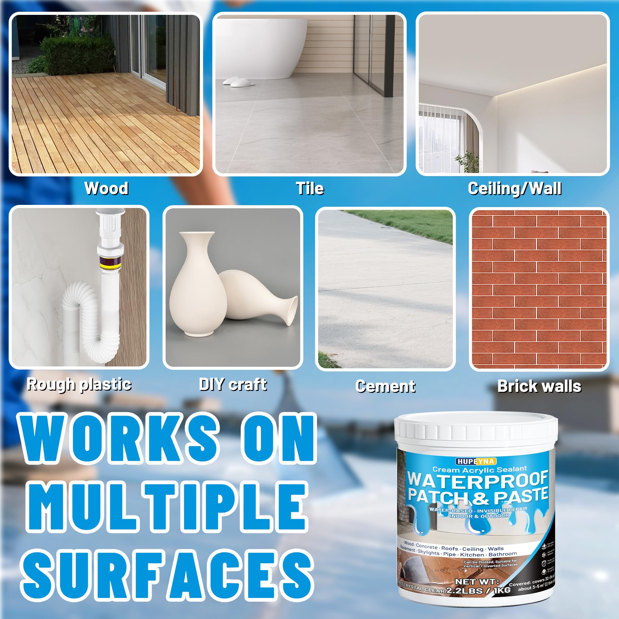 Hupeyna thin-layer application forms a strong, lasting waterproof bond.